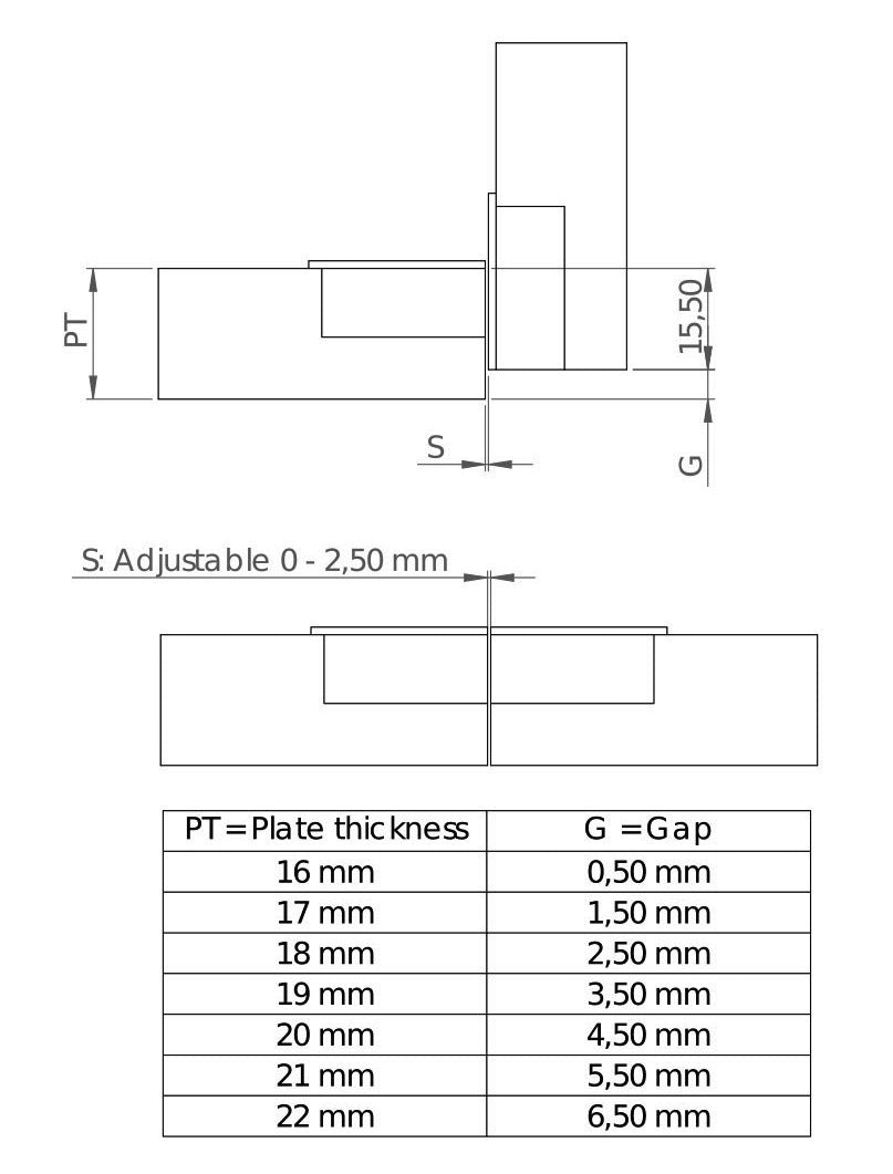 Set: 2 Stück UMAXO® Klappenscharnier für Möbel - Klappenbeschlag, abnehmbar. Möbelscharnier zum Schrauben, Klappenhalter, Einlassklappscharnier, Barfachscharnier für Holzklappen, Holzdeckel und Möbelklappen