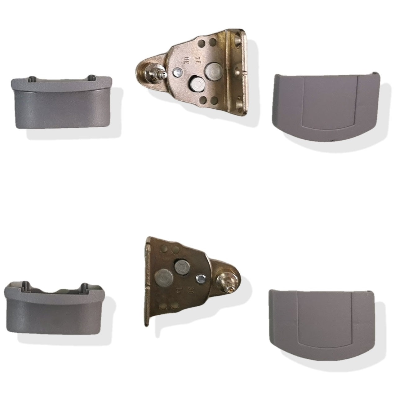 Two screw-on brackets for wood connection with cover caps for flap fittings GRASS® Kinvaro F-20 (Hetal FB-2-D)