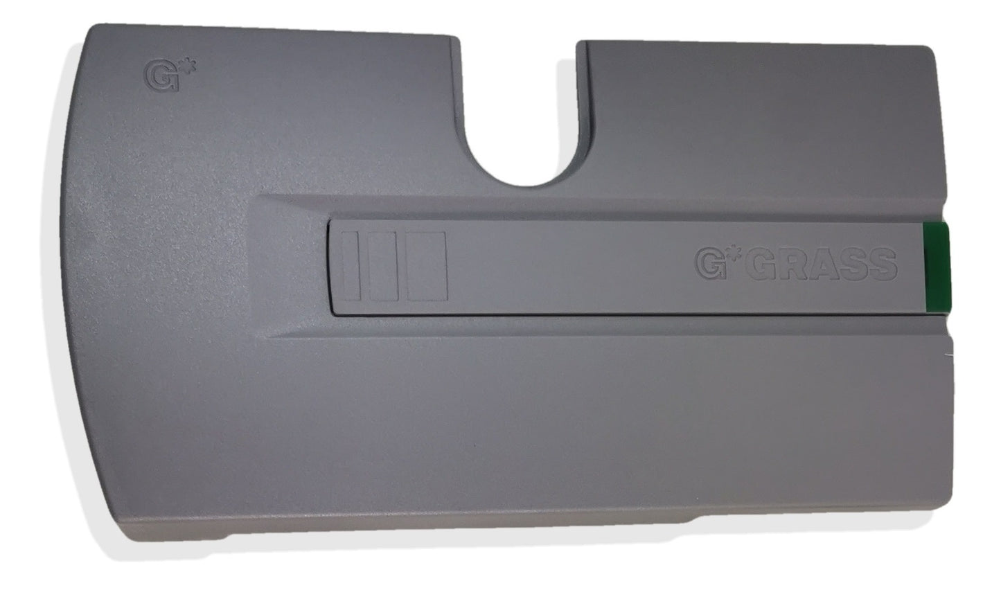 GRASS Hetal Kinvaro S-35 Type 4 / D, power mechanism D (left side ONLY). Pivot flap fitting with opening assistance and adjustable closing damping. Flap fitting includes gray cover cap.