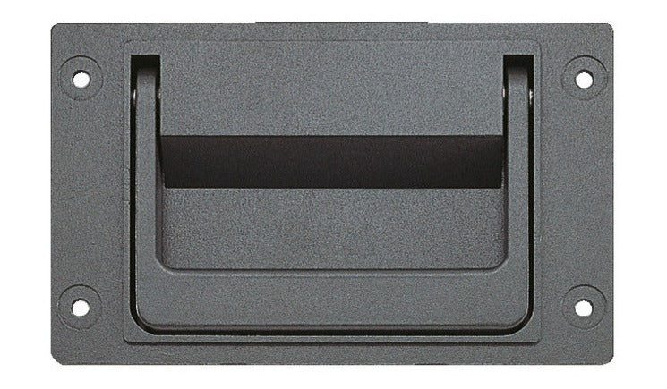 High-quality zinc alloy case handle with spring, 148 mm (5.9") PT-148. Zinc alloy folding handle for devices, cases, suitcases, amplifiers, and speakers, from Sugatsune / LAMP® (Japan)