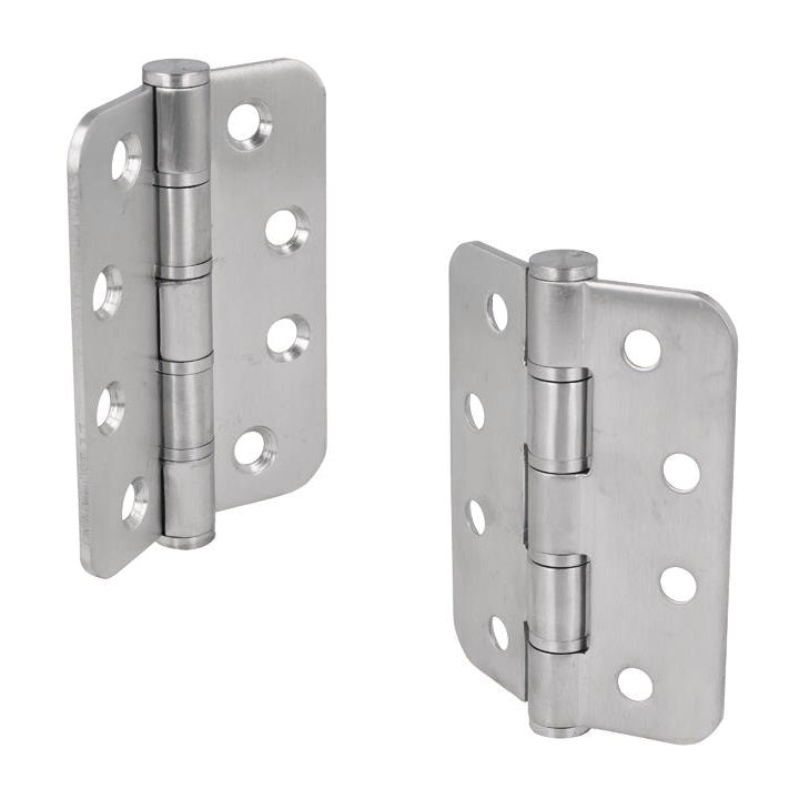 Two high-quality SISO / UMAXO® door hinges made of solid stainless steel, 102 mm, with rounded corners, including screws. Door hinges for heavy doors. Made of SUS304 (V2A) stainless steel, material thickness 3 mm.
