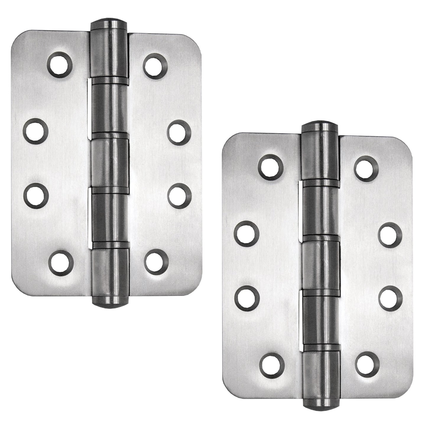 Two high-quality SISO / UMAXO® door hinges made of solid stainless steel, 102 mm, with rounded corners, including screws. Door hinges for heavy doors. Made of SUS304 (V2A) stainless steel, material thickness 3 mm.