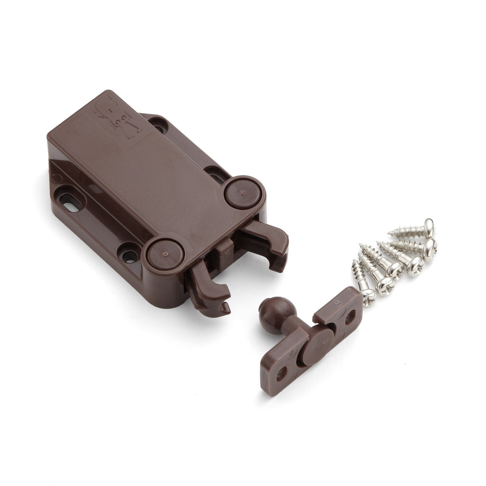 Nicht magnetischer Druckschnäpper MC-37F von SUGATSUNE / Lamp (Japan). Türöffner Federschnapper, automatischer Touch-Latch für Möbel zum Schrauben mit Gegenstück und Schrauben