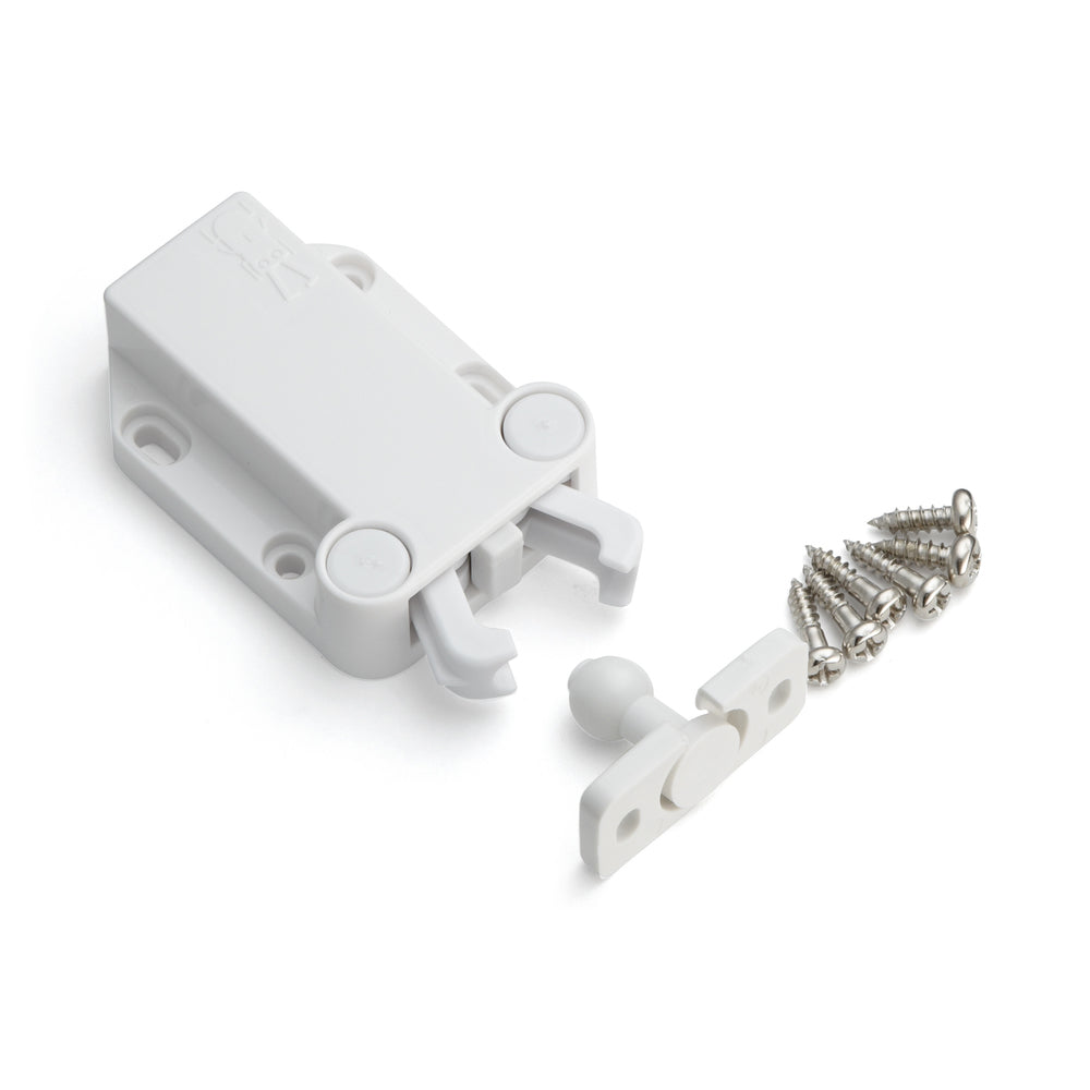 Nicht magnetischer Druckschnäpper MC-37F von SUGATSUNE / Lamp (Japan). Türöffner Federschnapper, automatischer Touch-Latch für Möbel zum Schrauben mit Gegenstück und Schrauben
