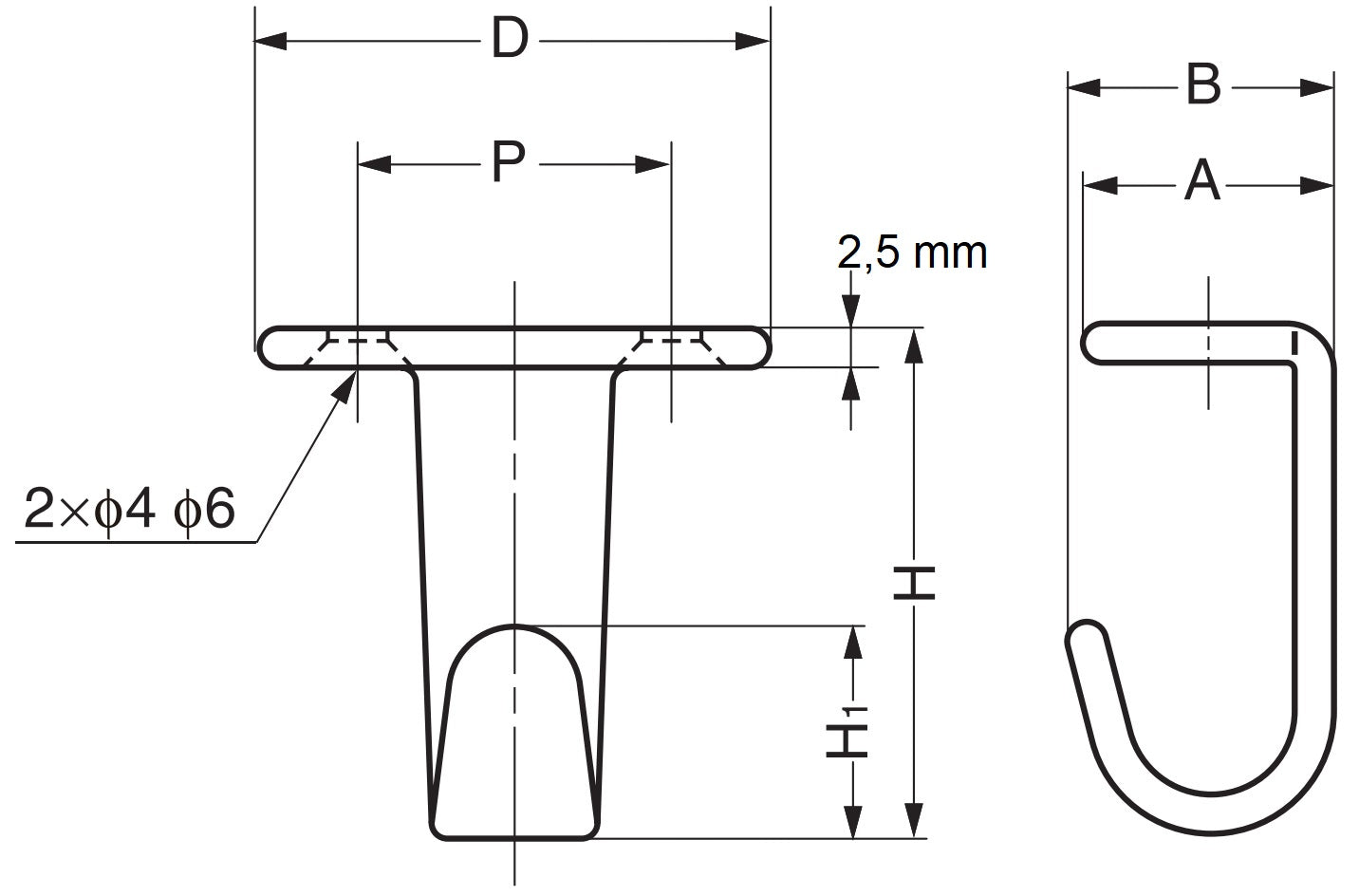 Hochwertiger Haken aus Edelstahl zur Untertischmontage. Edelstahlhaken HJ-20S, HJ-30S und HJ-50S von Sugatsune / LAMP® (Japan)