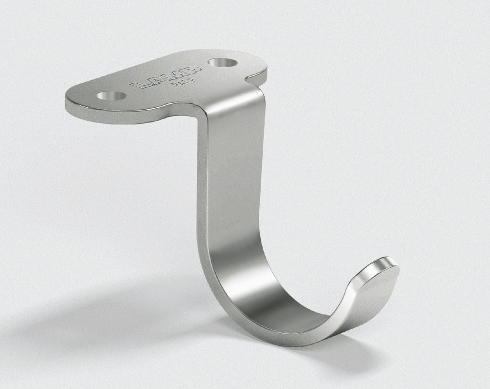 High-quality stainless steel hook for mounting above or below the tabletop or shelf. Stainless steel hooks HJU-30S and HJU-50S from Sugatsune / LAMP® (Japan)