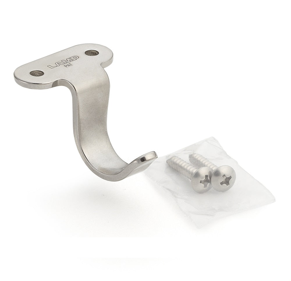 High-quality stainless steel hook for mounting above or below the tabletop or shelf. Stainless steel hooks HJU-30S and HJU-50S from Sugatsune / LAMP® (Japan)