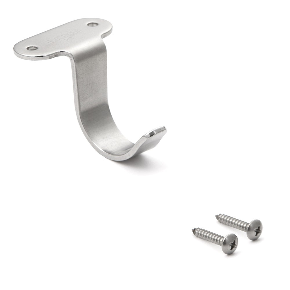 High-quality stainless steel hook for mounting above or below the tabletop or shelf. Stainless steel hooks HJU-30S and HJU-50S from Sugatsune / LAMP® (Japan)