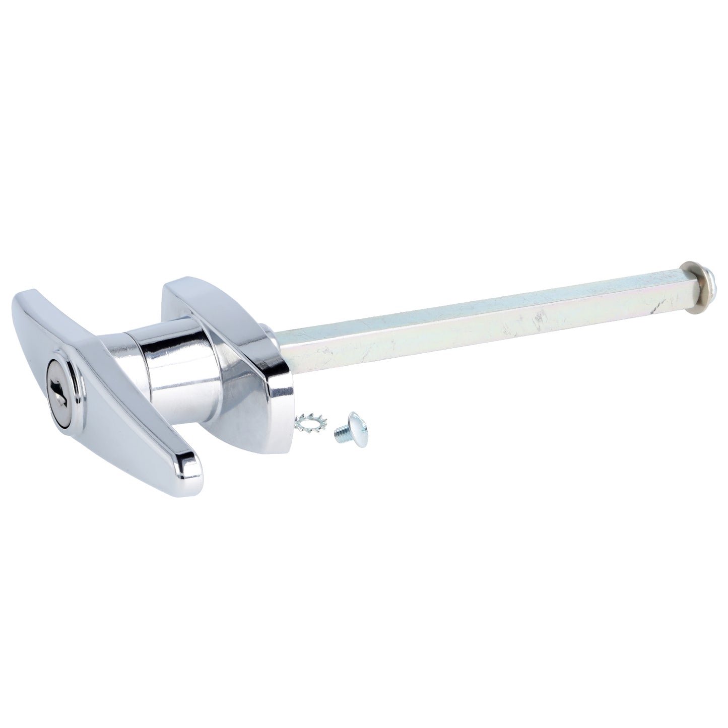 High-quality lockable garage door handle with locking cylinder, made of Zamak, with 8 mm square drive and two keys, for interior mounting, keyed separately, 14.08.054-0. Zamak cross handle for garage doors and much more, from SISO Denmark