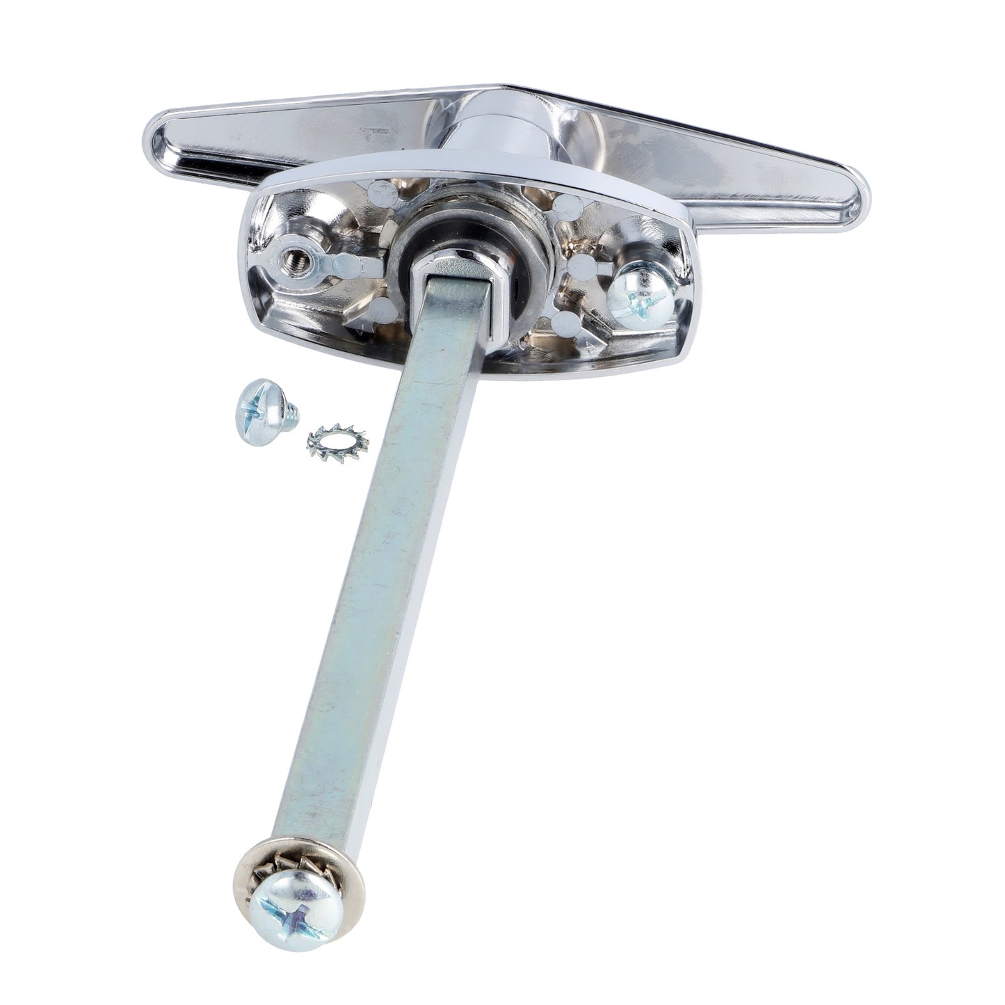 High-quality lockable garage door handle with locking cylinder, made of Zamak, with 8 mm square drive and two keys, for interior mounting, keyed separately, 14.08.054-0. Zamak cross handle for garage doors and much more, from SISO Denmark