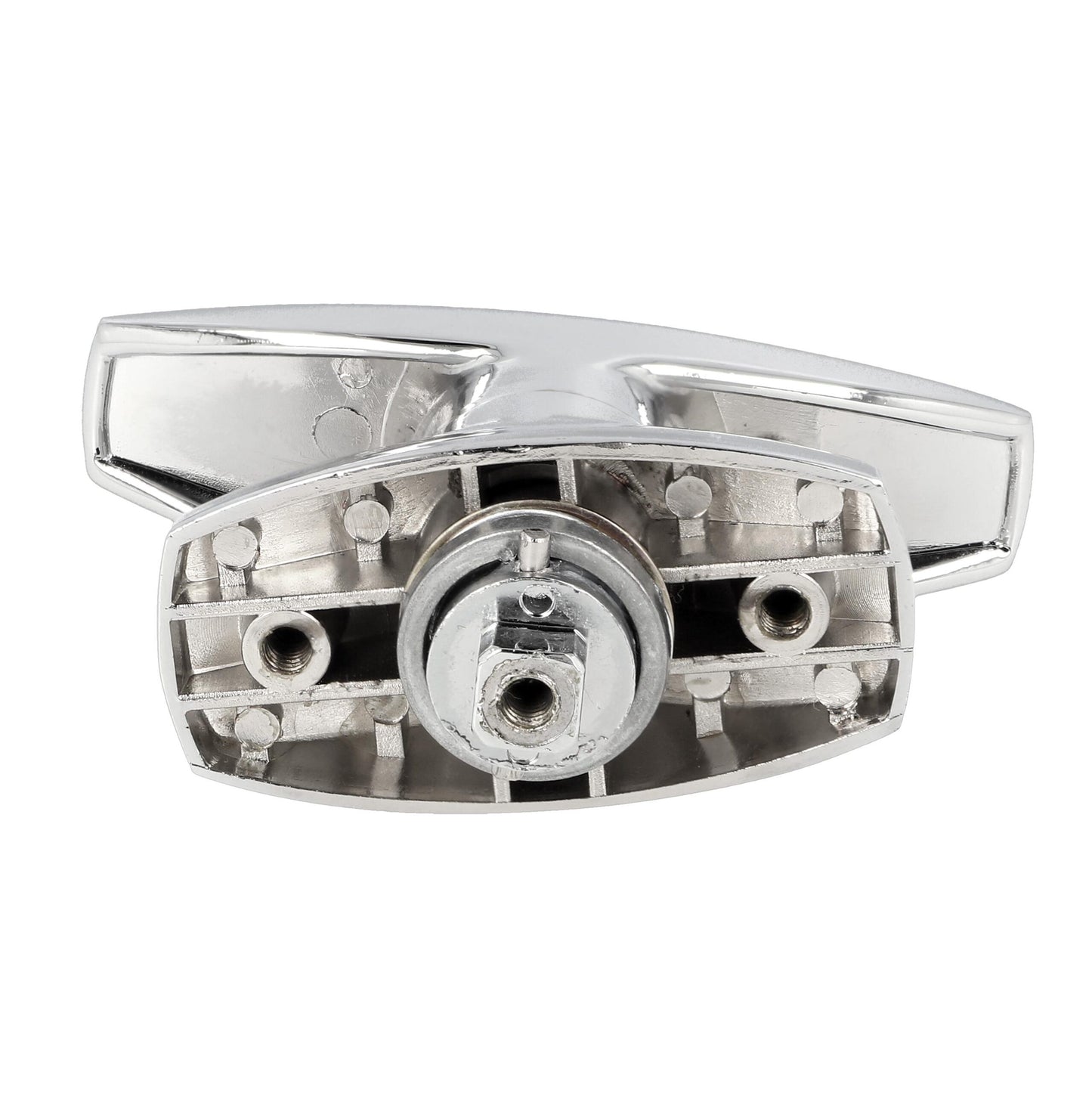 High-quality lockable control cabinet handle with locking cylinder, made of Zamak, with two keys, design: individually keyed, 14.08.055-1. T-handle made of Zamak for control cabinets, lockers, vehicles, and much more, from SISO Denmark