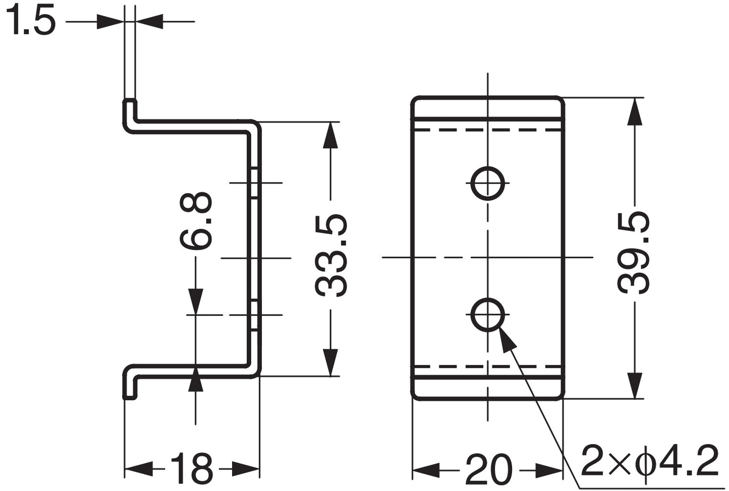 Mounting bracket made of SUS430, surface: glossy polished, 39.5 mm (1.6") XLA-HHA40B. Bracket XLA-HHA40B for Sugatsune recessed pull handles XLA-HHA300 and XLA-HHA600, from Sugatsune / LAMP® (Japan)