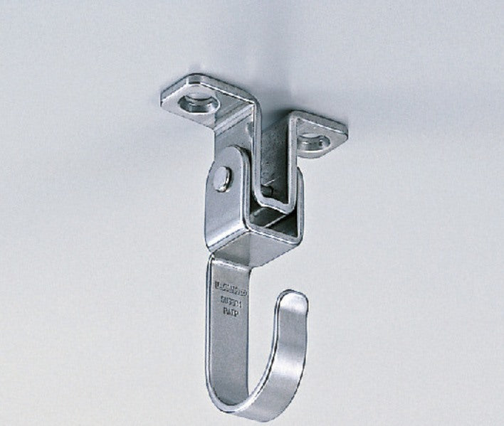 Movable stainless steel hook, surface: glossy polished, 55 mm (2.2"), UC-048. Swing hook for walls, ceilings, bathrooms, outdoors, swimming pools, and much more, by Sugatsune / LAMP® (Japan)