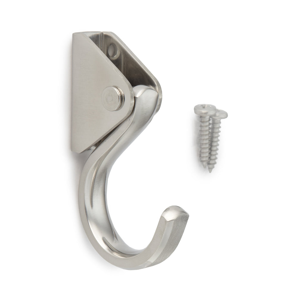 Movable heavy-duty hook, made of stainless steel, surface: matte and polished, 55.5 mm (2.2"), XL-JSF40TT. Stainless steel hook for walls, ceilings, bathrooms, outdoors, swimming pools, and much more, from Sugatsune / LAMP® (Japan)