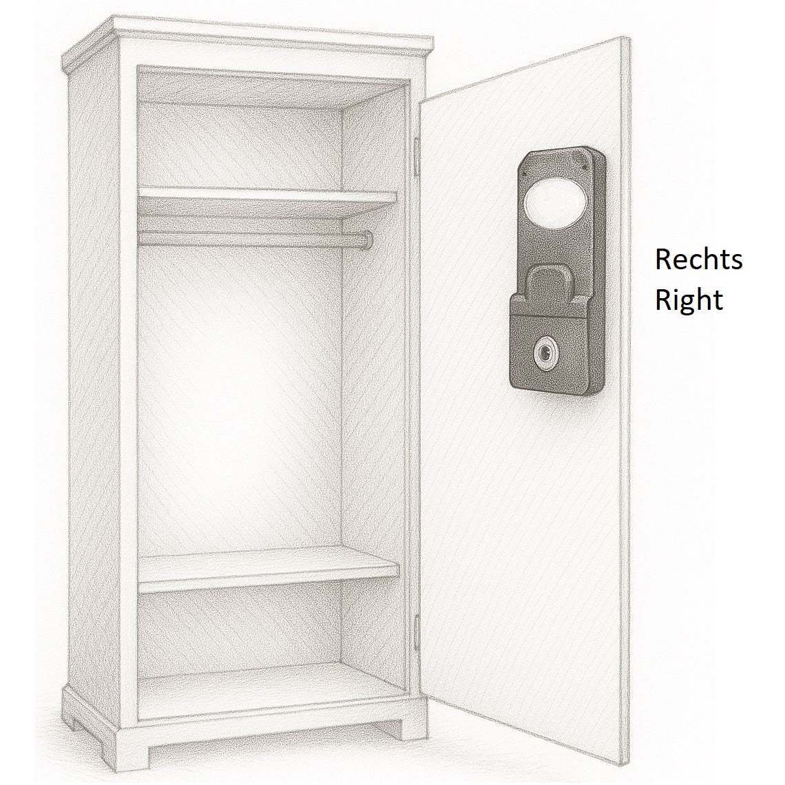 Payment coin lock with coin container for 1-euro coins, right-hand closing, 14.60.249-1 for clubs, swimming pools
