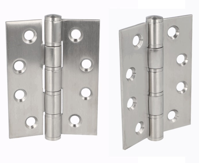 2 high-quality UMAXO® stainless steel door hinges, 102 mm, square shape, including screws. Door hinge for heavy doors. Made of SUS304 (V2A) stainless steel, material thickness 3 mm.