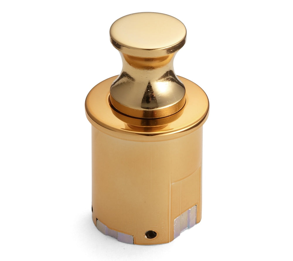 High-quality snap fastener with handle function, made of zinc alloy, surface: gold-colored, glossy polished, PKL-08/GA and PKLW. Solid snap fastener for caravans, yachts, and much more, from Sugatsune / LAMP® (Japan).