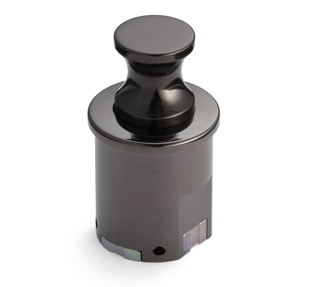 High-quality snap fastener with handle function, made of zinc alloy, finish: black nickel, PKL-08/BN and PKLB. Solid snap fastener for caravans, yachts, and much more, from Sugatsune / LAMP® (Japan)