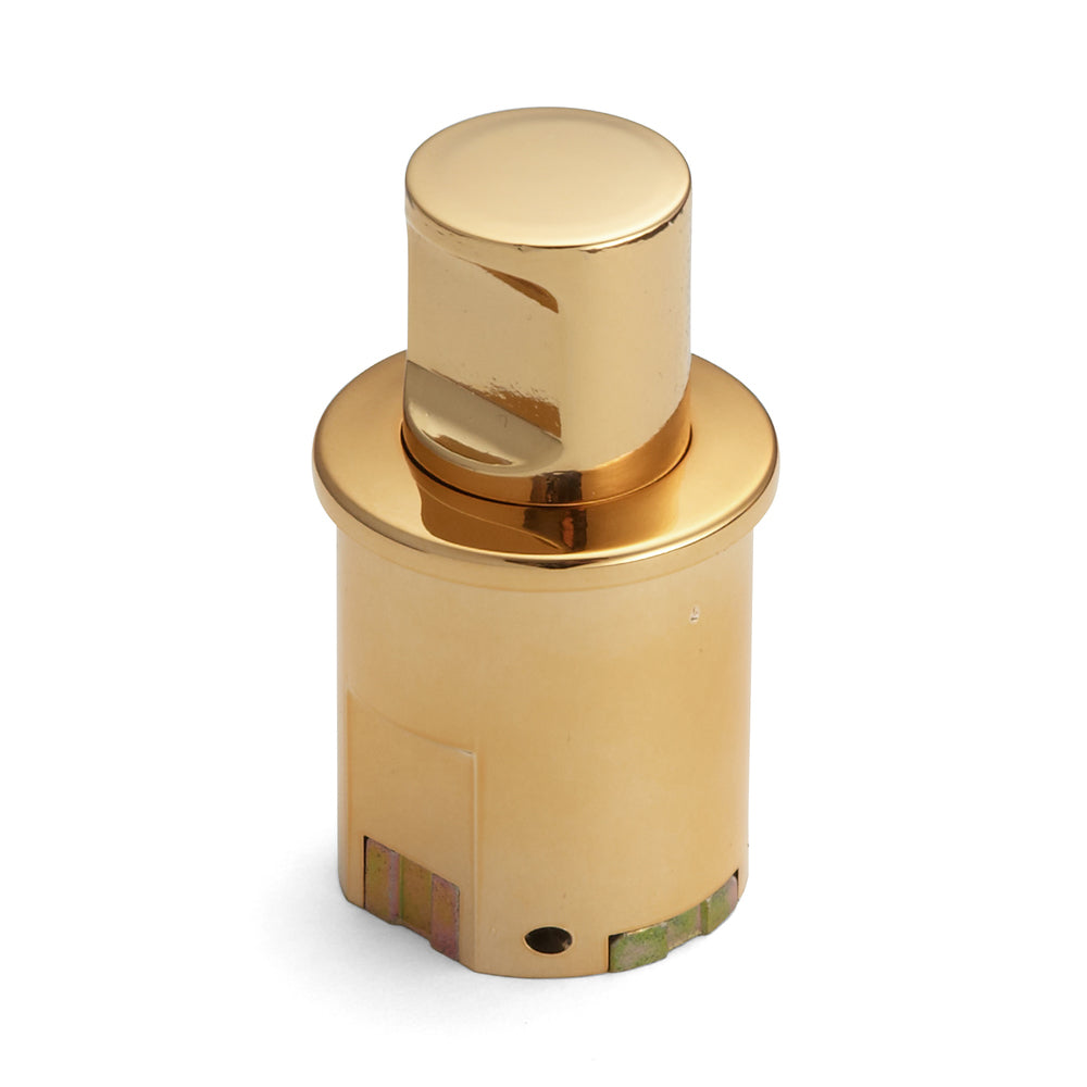 High-quality snap fastener with handle function, made of zinc alloy (ZDC), surface: gold-colored, glossy polished, version: right, PKL05RGA and PKLW. Solid snap fastener for yachts and much more, from Sugatsune / LAMP® (Japan)