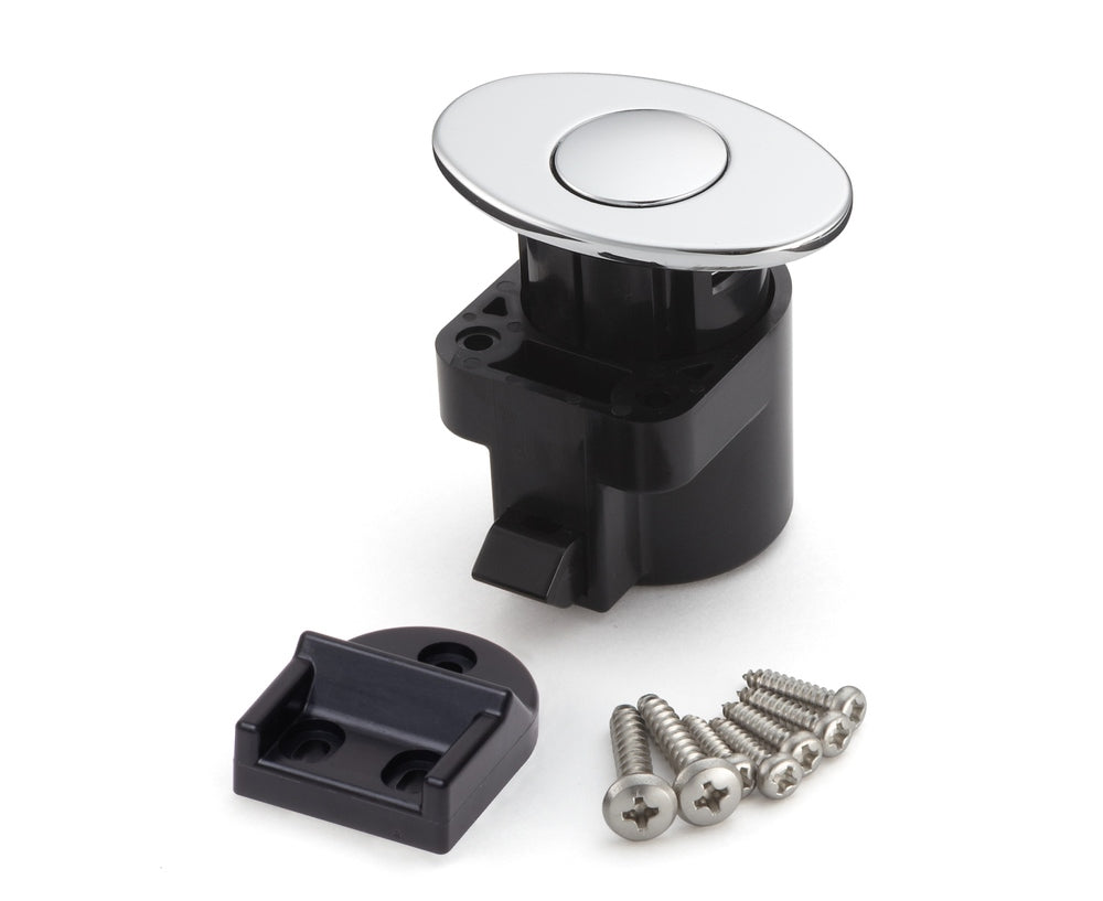 High-quality snap fastener with handle function, made of zinc alloy (ZDC), chrome-plated finish, oval design, DPL-OV-CR. Solid snap fastener for RVs, boats, and much more, from Sugatsune / LAMP® (Japan).