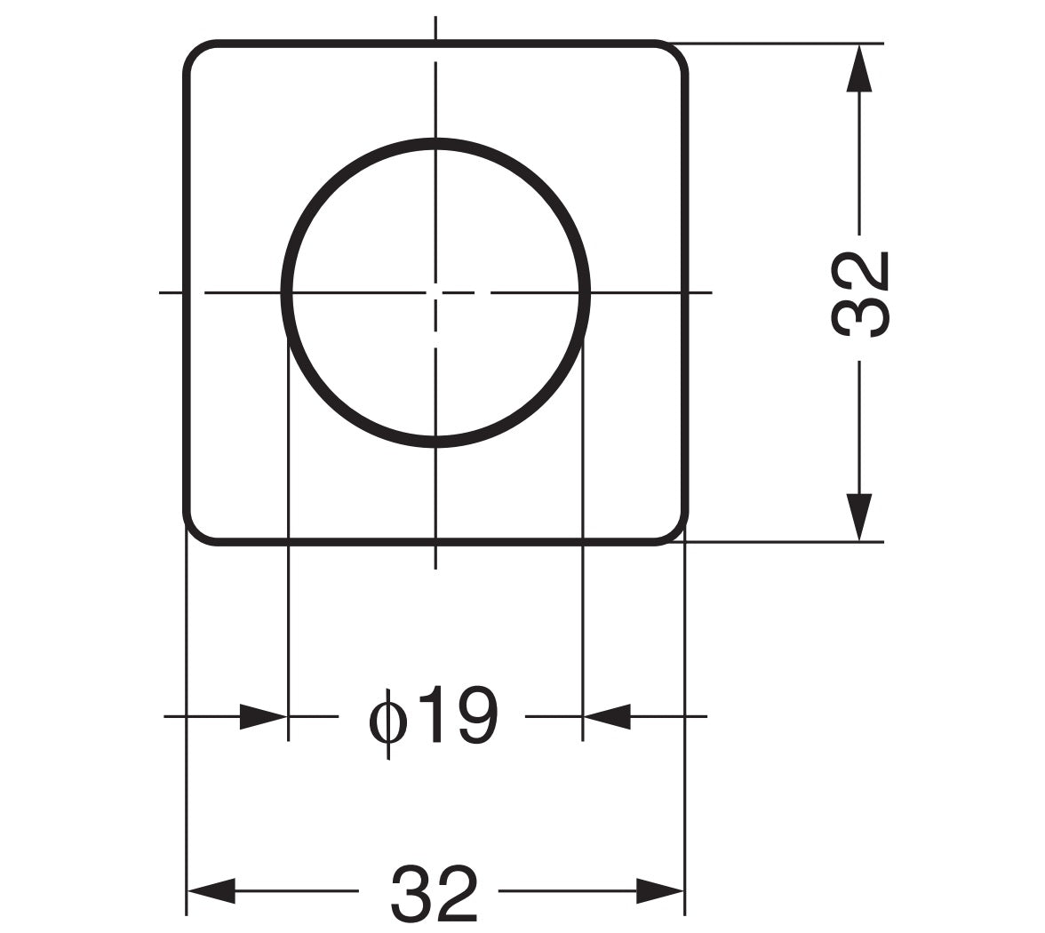 High-quality snap fastener with handle function, made of zinc alloy (ZDC), surface: chrome-plated, design: square, DPL-SQ-CR. Solid snap fastener for RVs, boats, and much more, from Sugatsune / LAMP® (Japan)