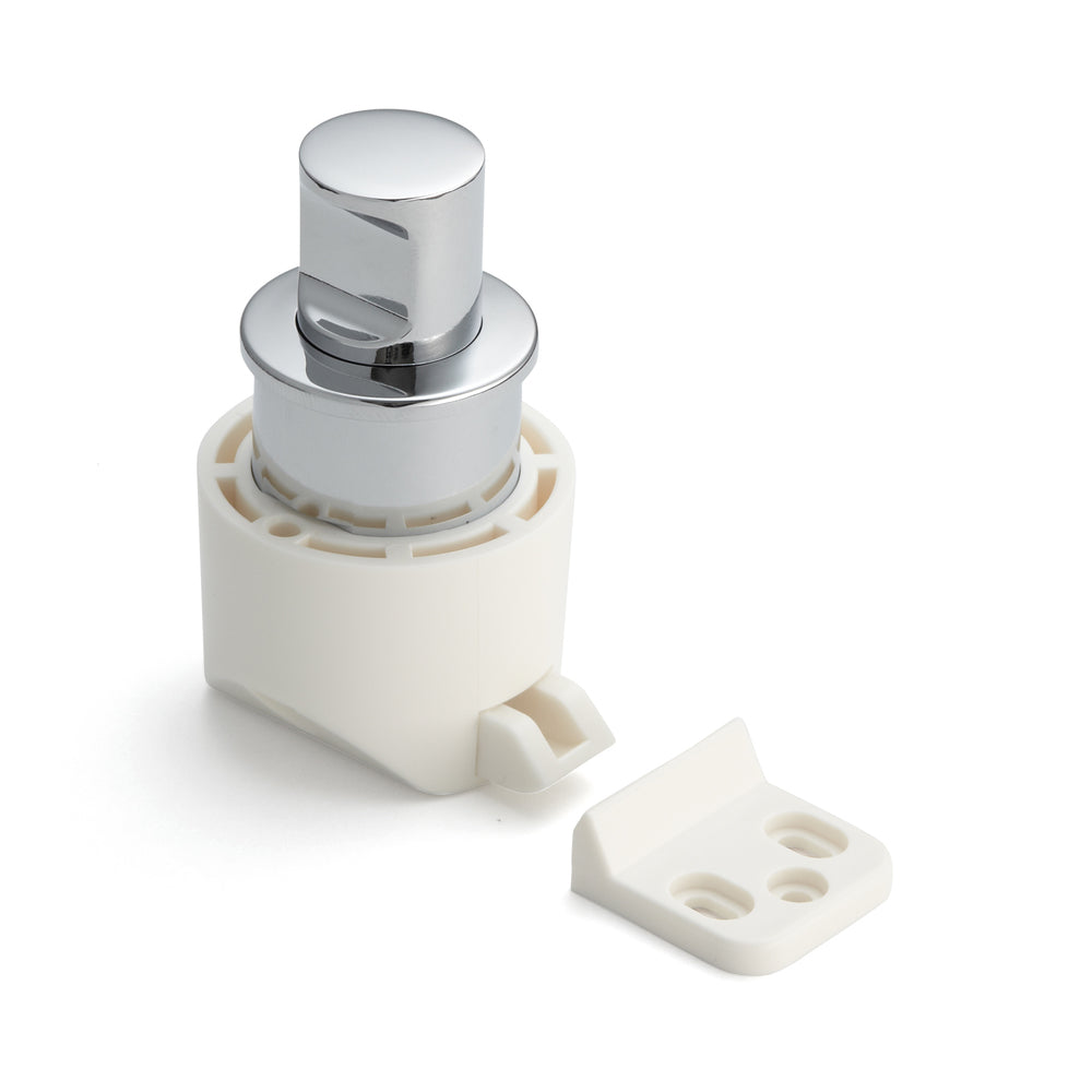 High-quality snap fastener with handle function, made of zinc alloy (ZDC), chrome-plated finish, right-hand version, PKL05RCR and PKLW. Solid snap fastener for yachts and much more, from Sugatsune / LAMP® (Japan)