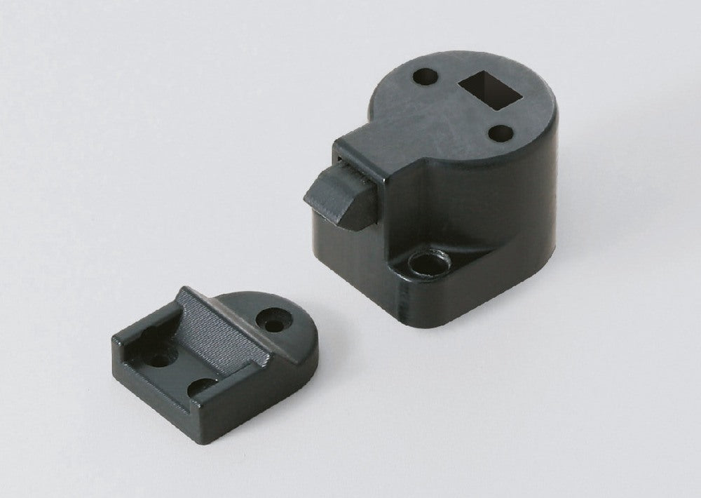 High-quality snap fastener with handle function, made of zinc alloy (ZDC), surface: chrome-plated, design: round, DPL-RO-CR. Solid snap fastener for motorhomes, caravans, and much more, from Sugatsune / LAMP® (Japan)