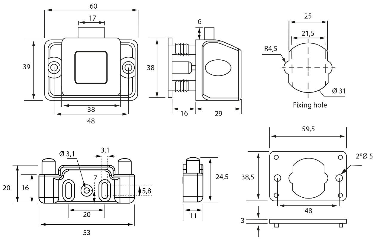 Bouton-pression de haute qualité avec fonction soft-close et poignée, en Zamak, surface : nickelée, design : carré, 14.03.065-0. Bouton poussoir solide pour caravanes, yachts, avions privés et bien plus encore, de SISO Danemark