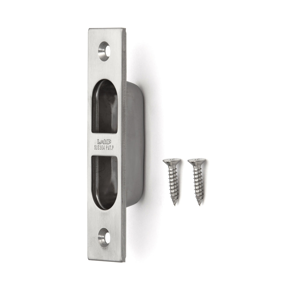Stainless steel finger pull, V2A (SUS304), 100 mm (4") YK-W100. High-quality stainless steel finger pull made of V2A (SUS304), satin-finished, for sliding doors, bathrooms, ships, and humid environments from Sugatsune / LAMP® (Japan).