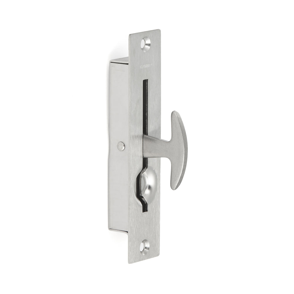 Stainless steel folding handle SUS304, 115 mm (4.6") ST-115. Stainless steel folding handle made of V2A stainless steel, satin finish, for ceiling doors, inspection hatches, damp environments, ships, and caravans from Sugatsune / LAMP® (Japan)