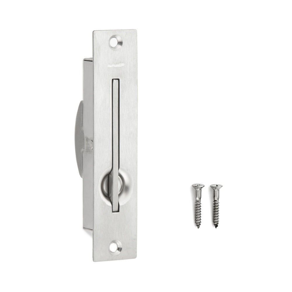 Stainless steel folding handle SUS304, 115 mm (4.6") ST-115. Stainless steel folding handle made of V2A stainless steel, satin finish, for ceiling doors, inspection hatches, damp environments, ships, and caravans from Sugatsune / LAMP® (Japan)
