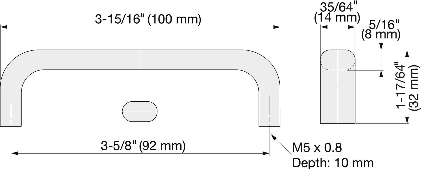 Stainless steel door handle V2A (SUS304), 100 mm (4") EC-100M. High-quality solid stainless steel door handle made of V2A (SUS304) for humid environments, ships, food processing, and medical applications from Sugatsune / LAMP® (Japan)
