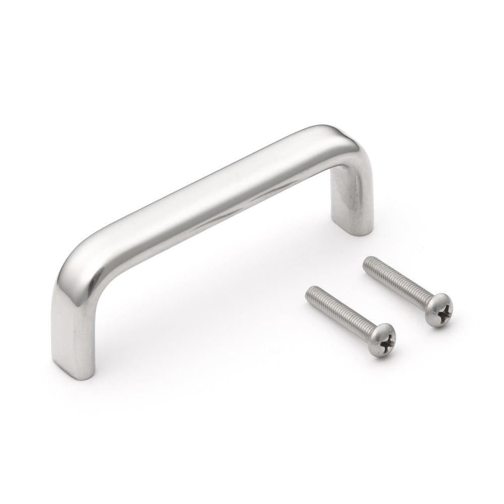 Stainless steel door handle V2A (SUS304), 100 mm (4") EC-100M. High-quality solid stainless steel door handle made of V2A (SUS304) for humid environments, ships, food processing, and medical applications from Sugatsune / LAMP® (Japan)