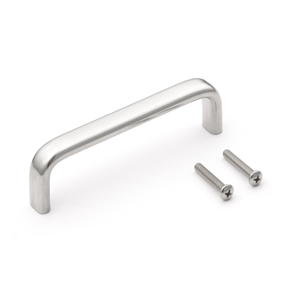Stainless steel door handle V2A (SUS304), 120 mm (4-26/32″) EC-120M. High-quality solid stainless steel door handle made of V2A (SUS304) for humid environments, ships, food processing, and medical applications from Sugatsune / LAMP® (Japan)