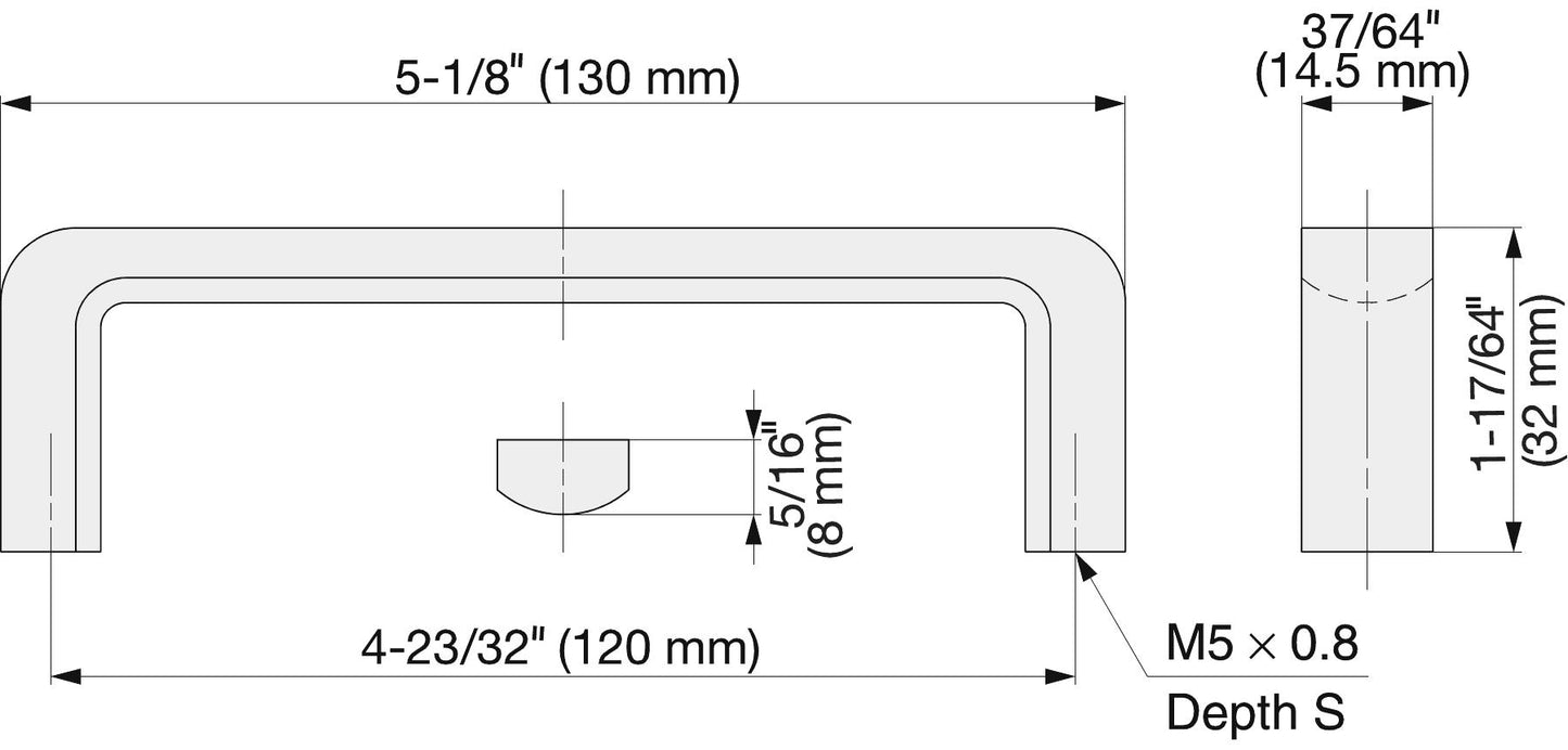 Edelstahl-Türgriff V2A (SUS304), 130 mm (5,2″) FB-130. Hochwertiger massiver Edelstahl-Türgriff aus rostfreiem Edelstahl V2A (SUS304), glänzend poliert, für feuchte Umgebungen, Schiffe, Lebensmittelbereich, Medizinbereich von Sugatsune / LAMP® (Japan)