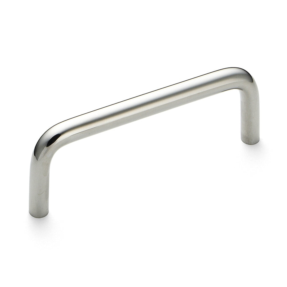Stainless steel door handle V2A (SUS304), 130 mm (5.2") H-42-C-4. High-quality stainless steel door handle made of V2A (SUS304), glossy polished, for humid environments, ships, food processing, and medical applications from Sugatsune / LAMP® (Japan).
