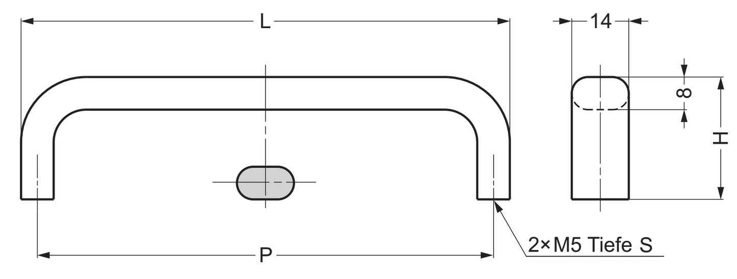 Stainless steel door handle V2A (SUS304), 80 mm (3.2") EC-80M. High-quality solid stainless steel door handle made of V2A (SUS304) for humid environments, ships, food processing, and medical applications from Sugatsune / LAMP® (Japan)