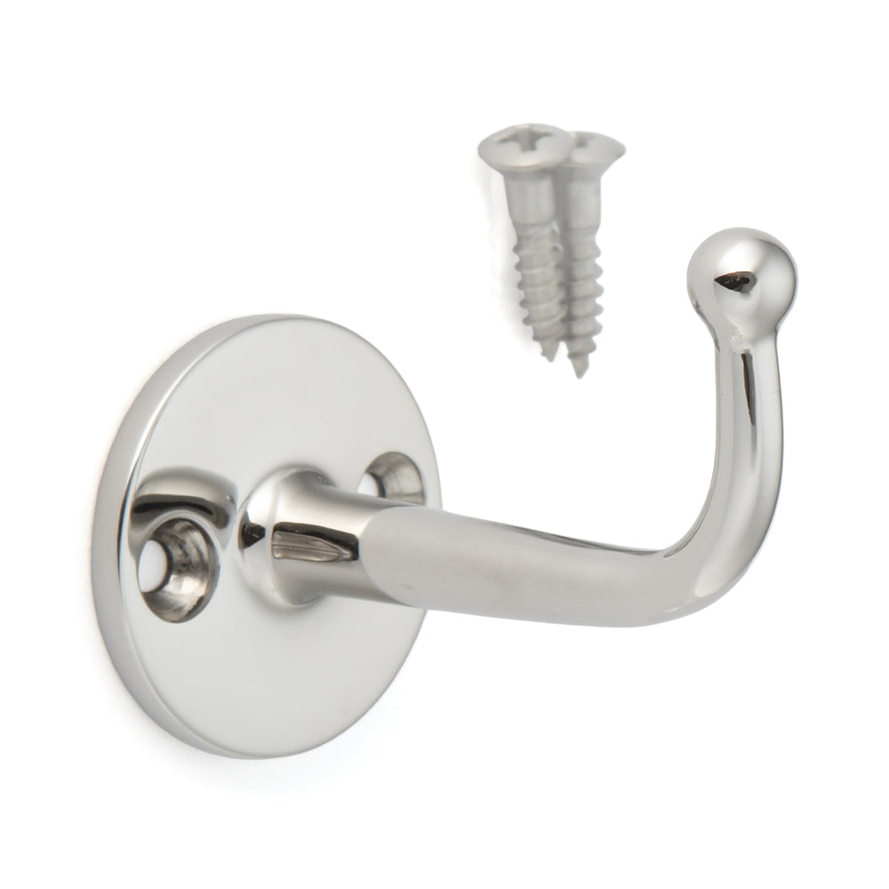 Crochet en acier inoxydable de haute qualité avec pointe sphérique, en acier inoxydable, surface : polie brillante, 47 mm (1,9″), FC-50. Crochets muraux pour salles de bains, extérieurs, piscines, armoires et bien plus encore, de Sugatsune / LAMP® (Japon)