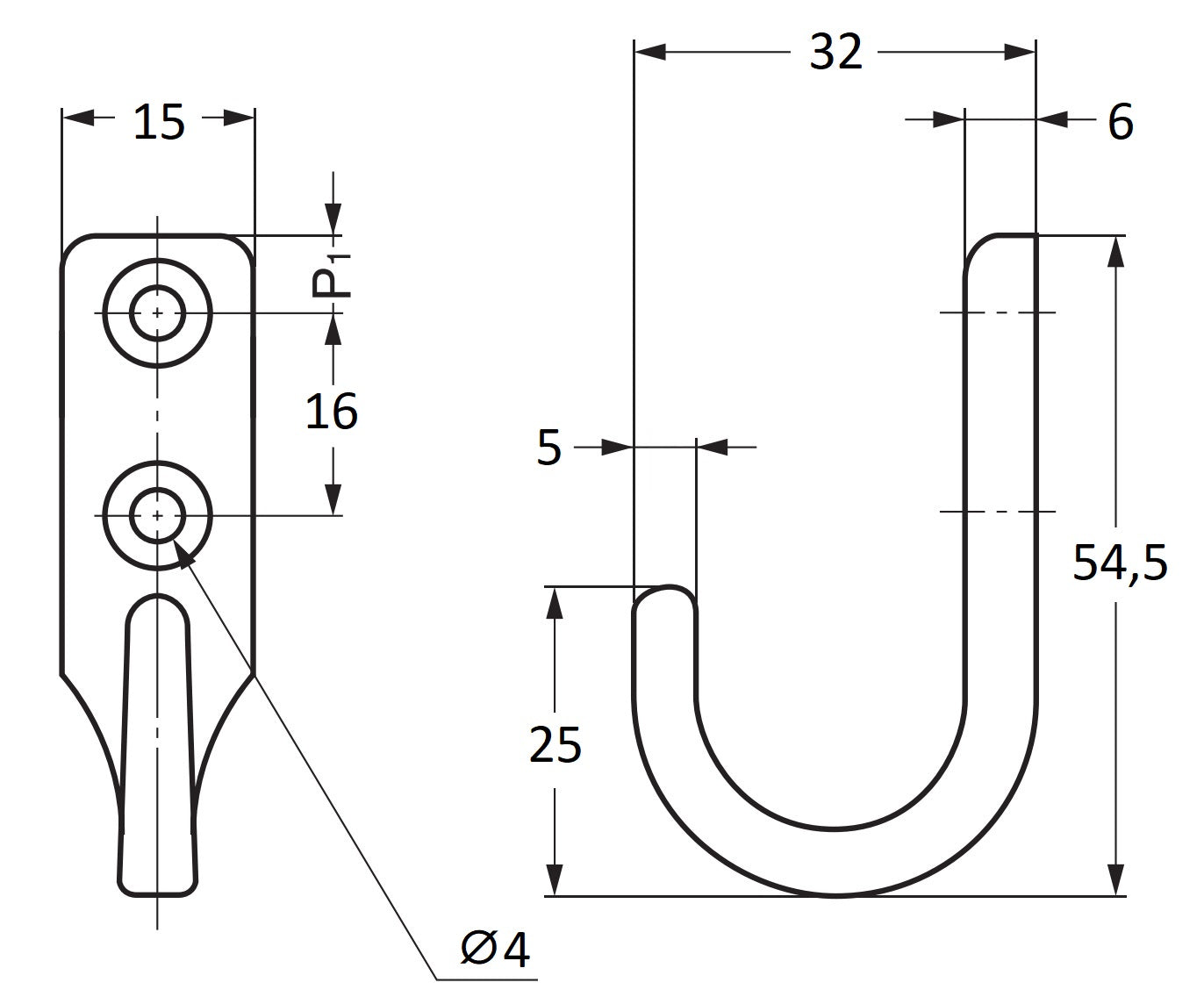 High-quality stainless steel hook, made of solid stainless steel, load capacity: 20 kg, 54.5 mm (2.2"), EL-30. Stainless steel wall hook for coat racks, bathrooms, outdoors, swimming pools, and much more, from Sugatsune / LAMP® (Japan)