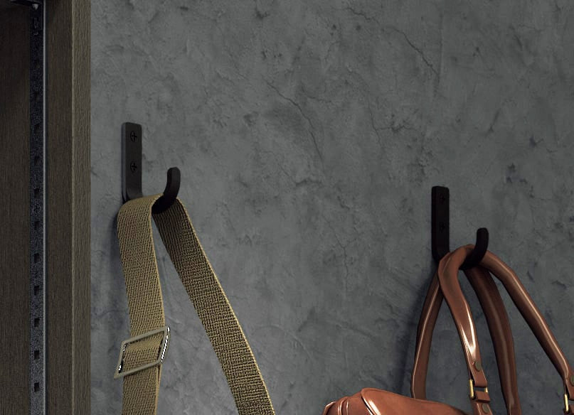 High-quality stainless steel hook, made of solid stainless steel, load capacity: 10 kg, surface: satin matte, 55 mm (2.2"), HJT-55S. Stainless steel wall hook for coat racks, bathrooms, outdoor areas, and much more, by Sugatsune / LAMP® (Japan)