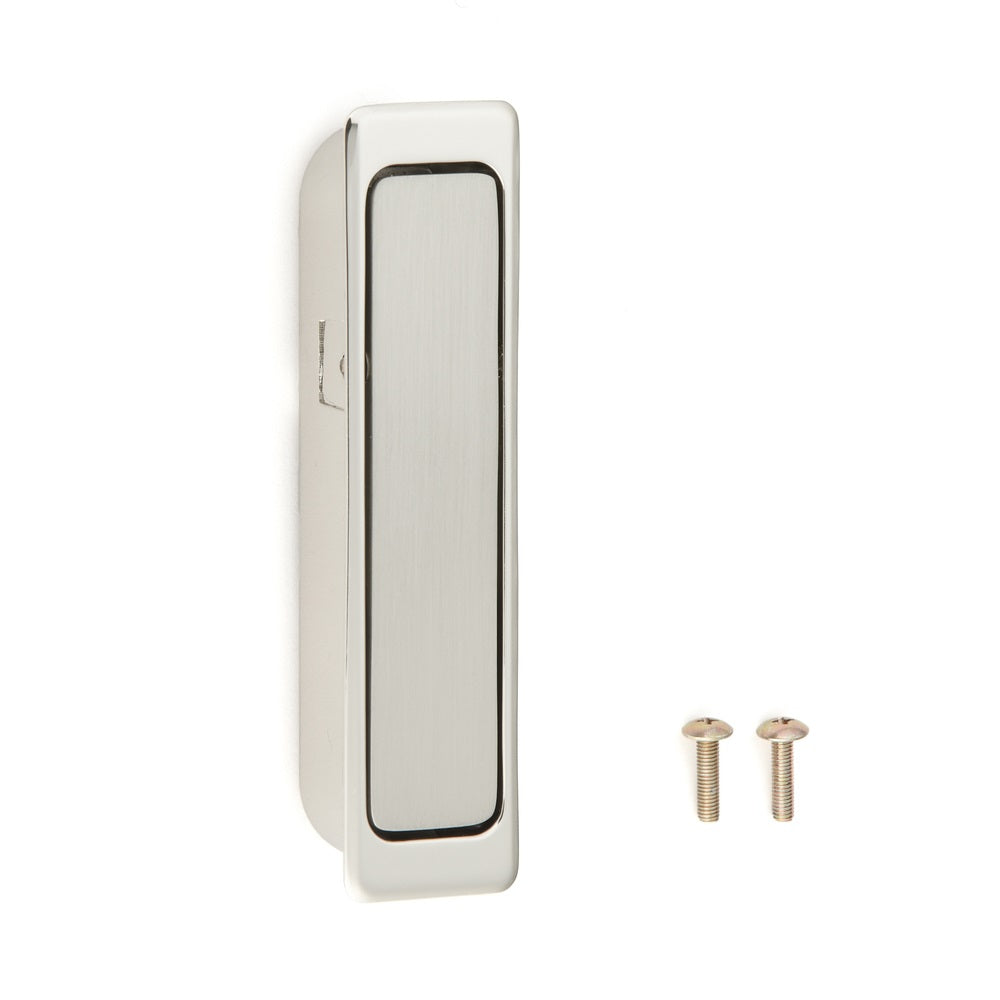 Poignée pliante encastrée en alliage de zinc, surface : nickelée, satinée mate, 100 mm (4″) FH-100AK-00. Poignée encastrée FH-100AK-00 pour meubles de bureau, meubles de maison, armoires de cuisine, de Sugatsune / LAMP® (Japon)