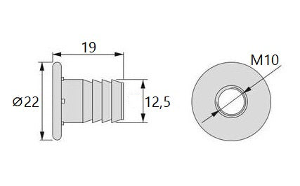 20 écrous à sertir de haute qualité avec filetage intérieur M10, en acier, surface galvanisée, 22 mm (55/64″), 8035305 pour assemblages de meubles
