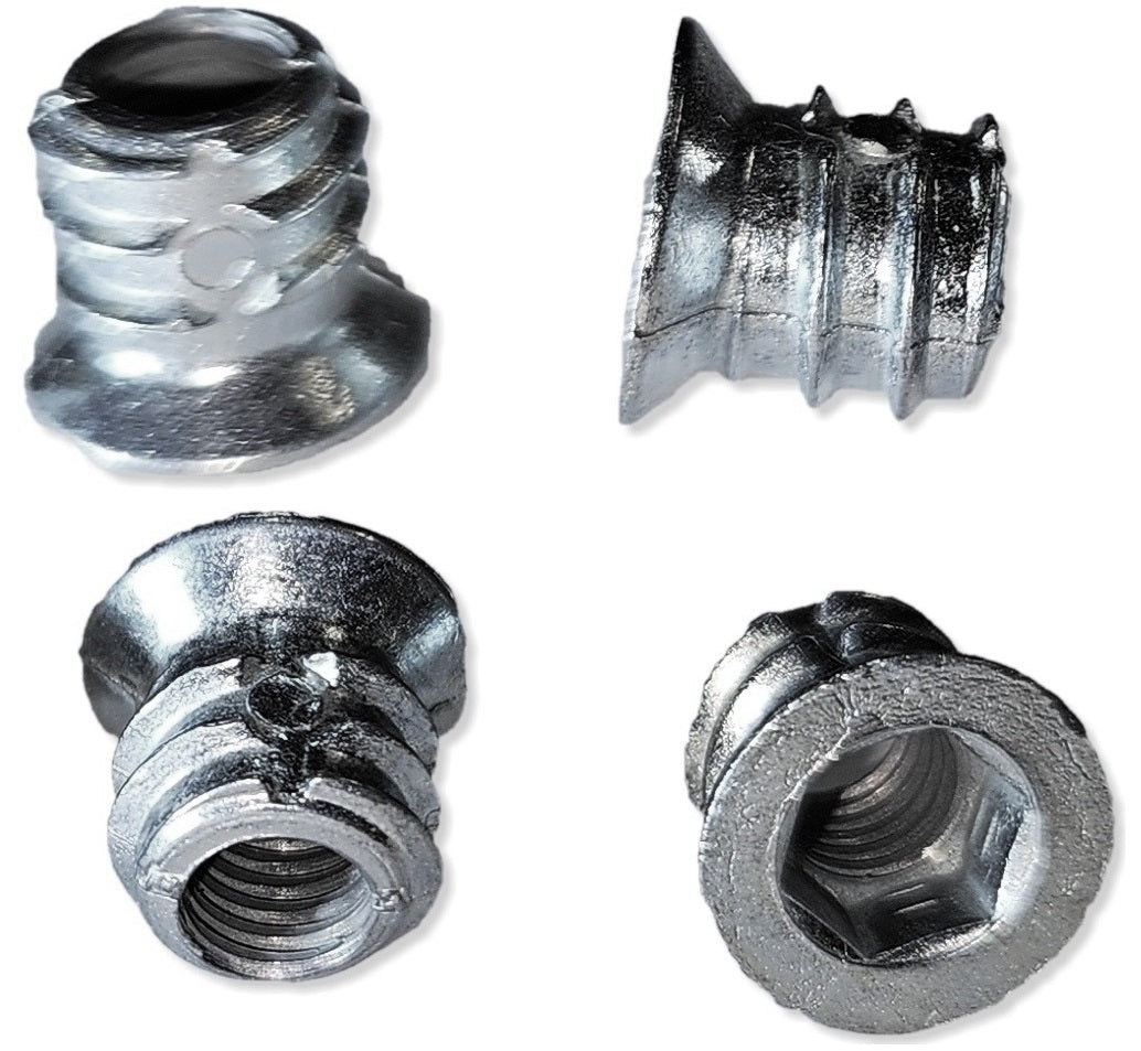 20 pieces of high-quality screw-in socket with M6 internal thread, countersunk head with hexagon socket and cover edge, made of solid die-cast zinc, 13 mm (0.6″), 8008001. Screw-in nut for furniture, wood panels, chipboard, tables and much more, by EMUCA
