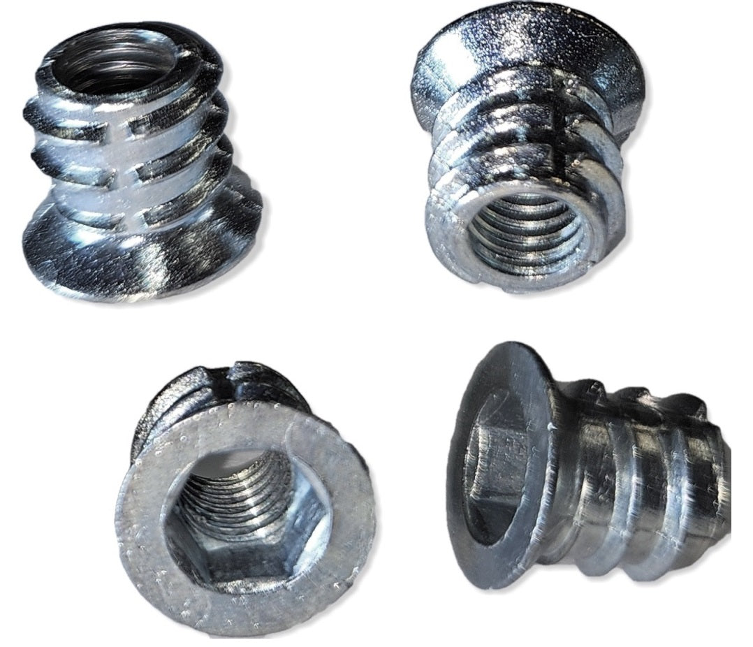 20 pieces of high-quality screw-in sockets with M6 internal thread, countersunk head with hexagon socket and cover edge, surface: galvanized, 10 mm (0.4″), 8028005. Screw-in nuts for furniture, wood panels, chipboard, tables and much more, by EMUCA