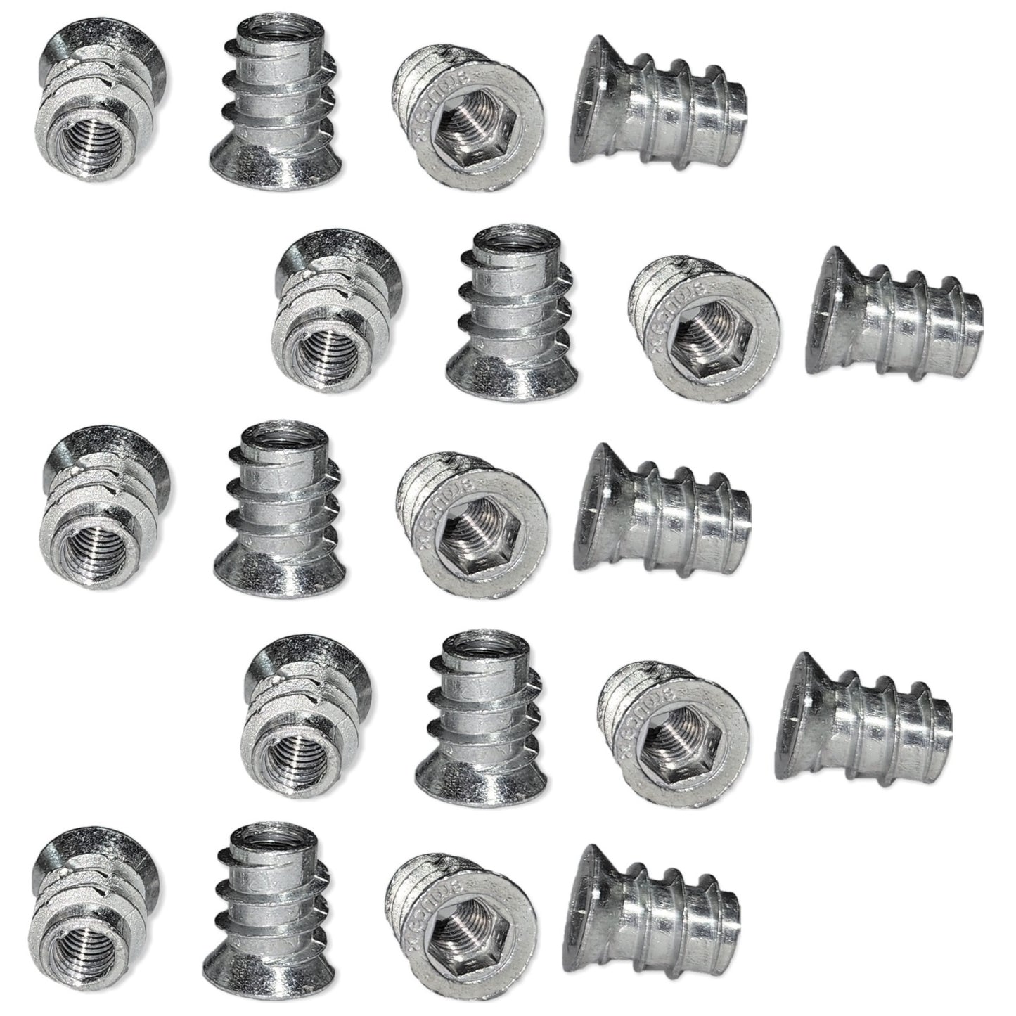 20 pieces of high-quality screw-in sockets with M6 internal thread, countersunk head with hexagon socket and cover edge, surface: galvanized, 13 mm (0.6″), 8008005. Screw-in nuts for furniture, wood panels, chipboard, tables and much more, by EMUCA