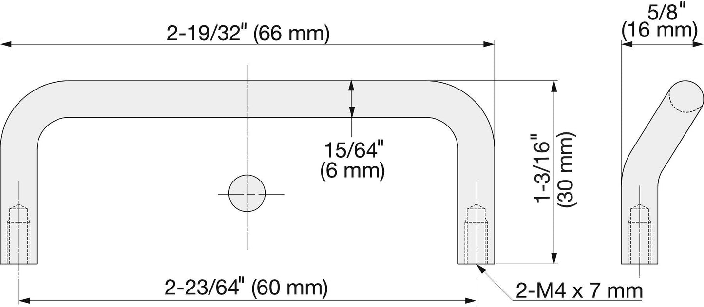 Ergonomischer Edelstahl-Türgriff V2A (SUS304), 66 mm (2,6″) H-75-C-66. Hochwertiger ergonomischer Edelstahl-Türgriff aus rostfreiem Edelstahl V2A (SUS304), glänzend poliert, für feuchte Umgebungen, Schiffe, Maschinenbau von Sugatsune / LAMP® (Japan)