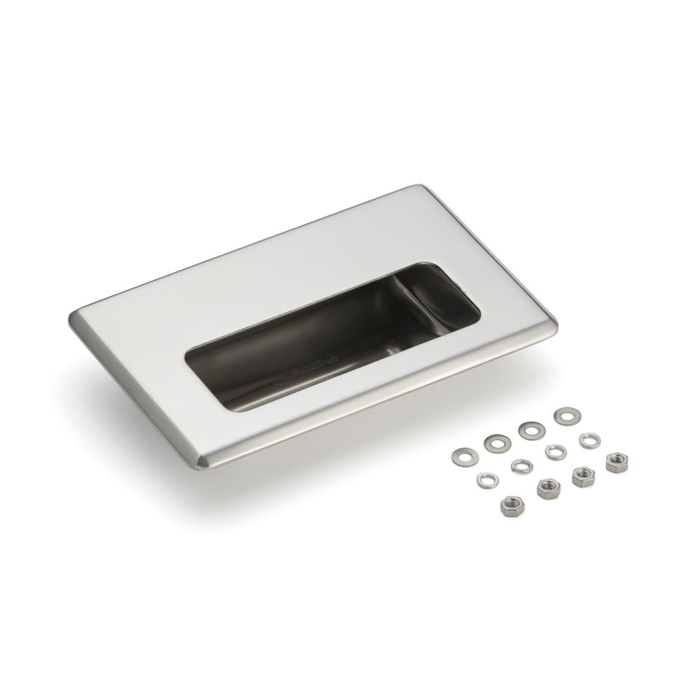 Coque de poignée exclusive en acier inoxydable SUS304, 138 mm (5,5″) HH-FB-1M. Poignée encastrée en acier inoxydable V2A, poli brillant, pour tiroirs, armoires, environnements humides, navires, machines et appareils de Sugatsune / LAMP® (Japon)