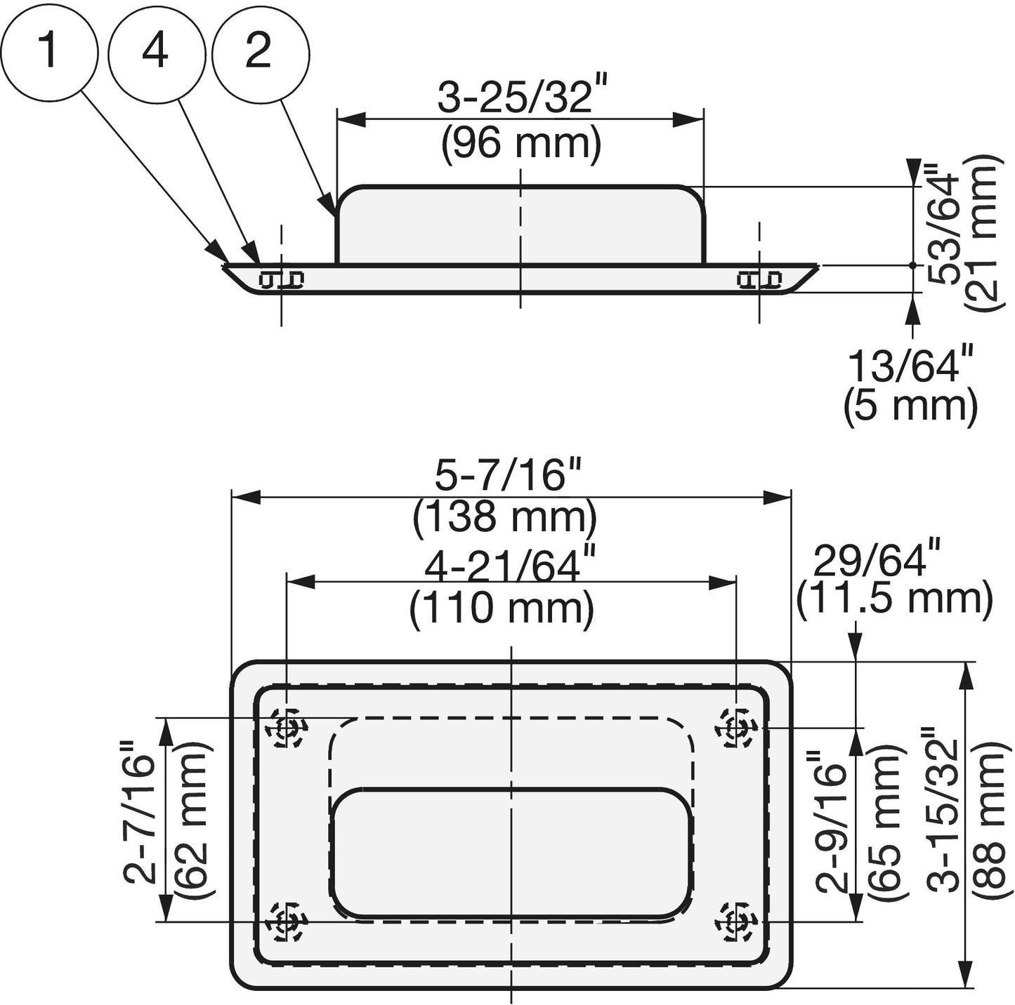 Coque de poignée exclusive en acier inoxydable SUS304, 138 mm (5,5″) HH-FC-1. Poignée encastrée en acier inoxydable V2A, satiné mat, pour tiroirs, armoires, environnements humides, navires, machines et appareils de Sugatsune / LAMP® (Japon)