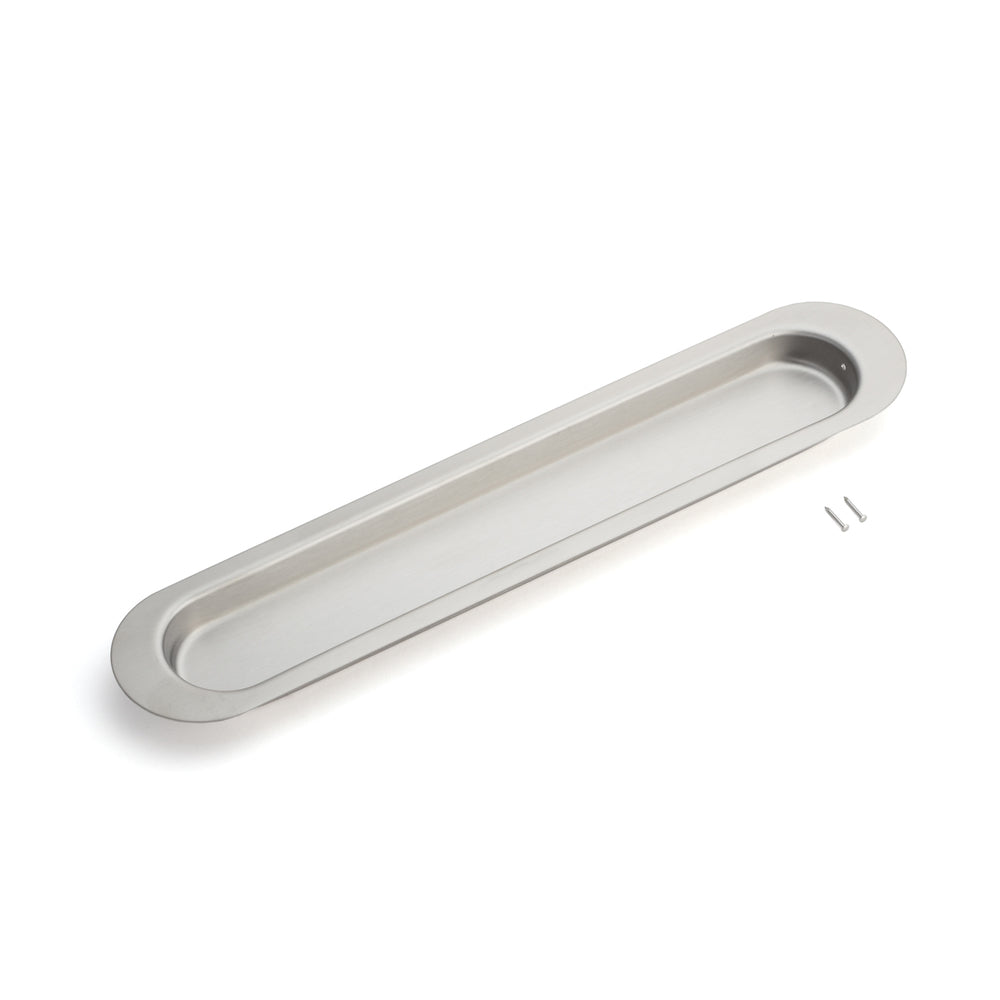 Exclusive oval stainless steel SUS304 handle, 250 mm (9.9") HN-250SH. Oval stainless steel V2A handle, satin finish, for drawers, cabinets, humid environments, ships, yachts, and caravans from Sugatsune / LAMP® (Japan)