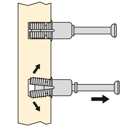 20 Stück Expansionsbolzen, aus Stahl und Kunststoff, Oberfläche: verzinkt, 21,6 mm (27/32″), 5912805 für Exzenterverbinder, Regalböden, Schrankteile